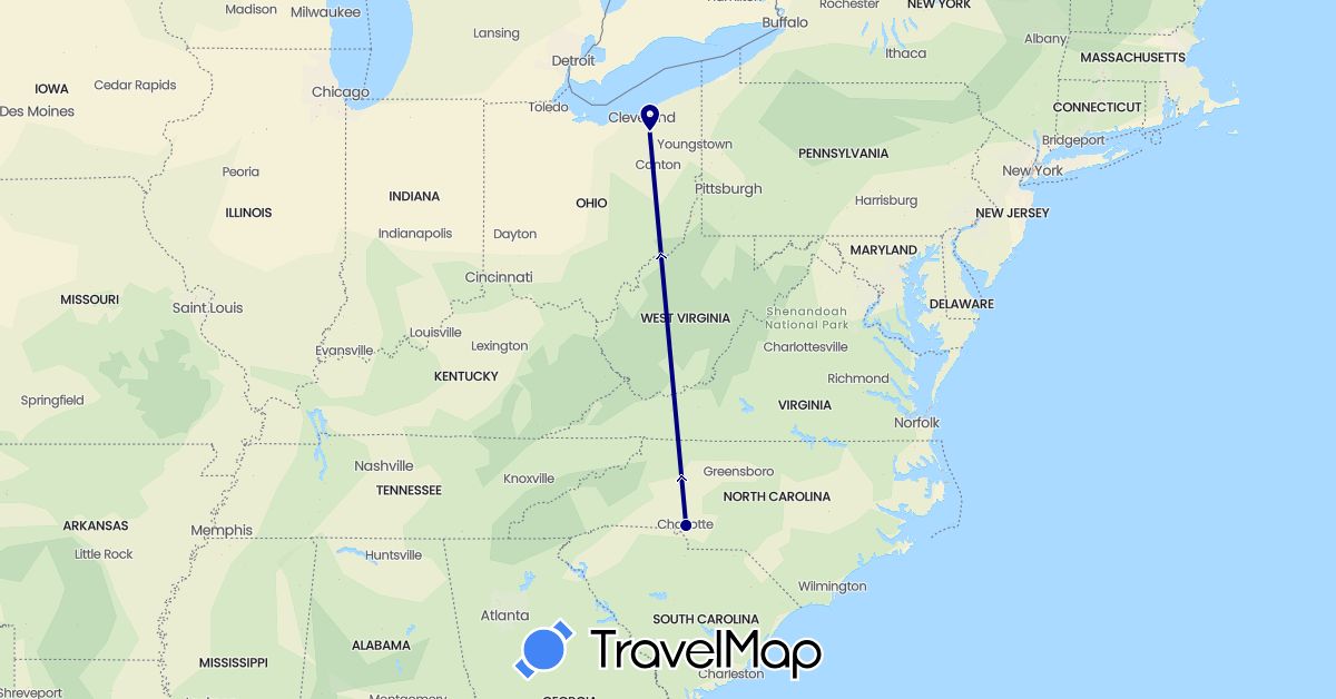 TravelMap itinerary: driving in United States (North America)